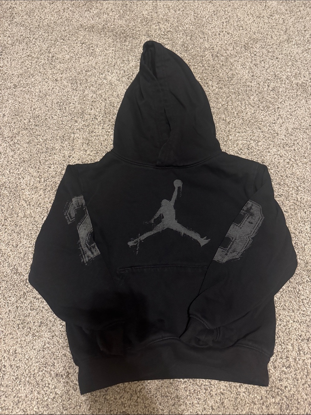 Jordan Black Hoodie with Gray Jumpman and Sleeve Graphics